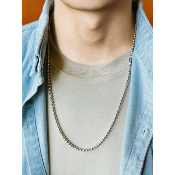 KALUNG PRIA TITANIUM PERAK BIJI LADA PRIA DAN WANITA