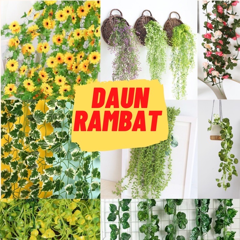 Terlengkap Daun Rambat dan Daun Gantung Plastik Hiasan Dinding Artificial Hias Taman Dekorasi