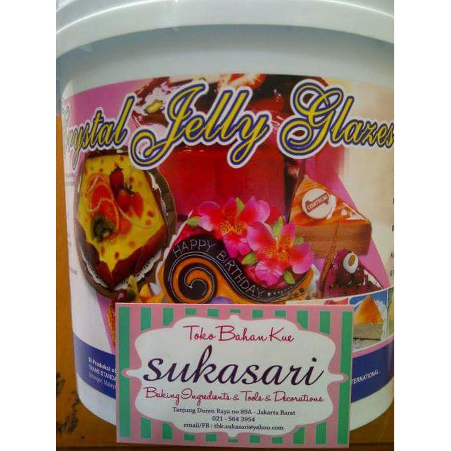 

Trans Crystal jelly Natural Clear glaze 250gr Oles kue Buah