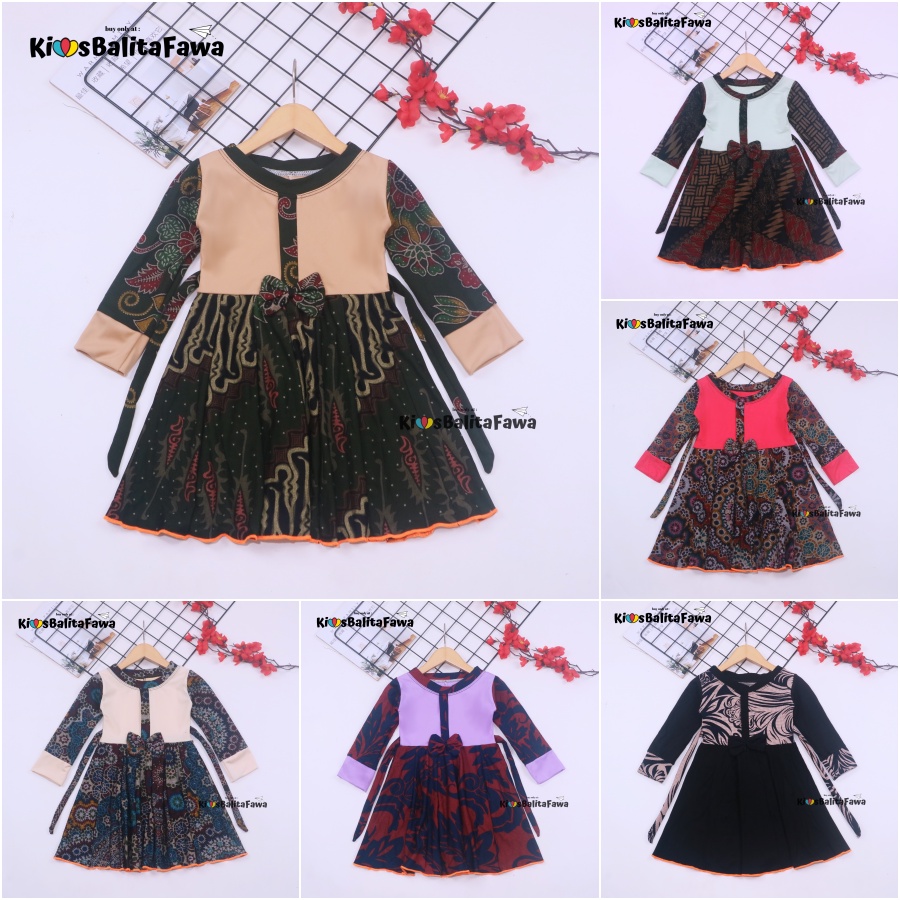 Dress Valencia 1-2 Tahun / Dres Anak Lengan Panjang Pesta Baju Perempuan Fashion Kids Motif Adem babycinnamon