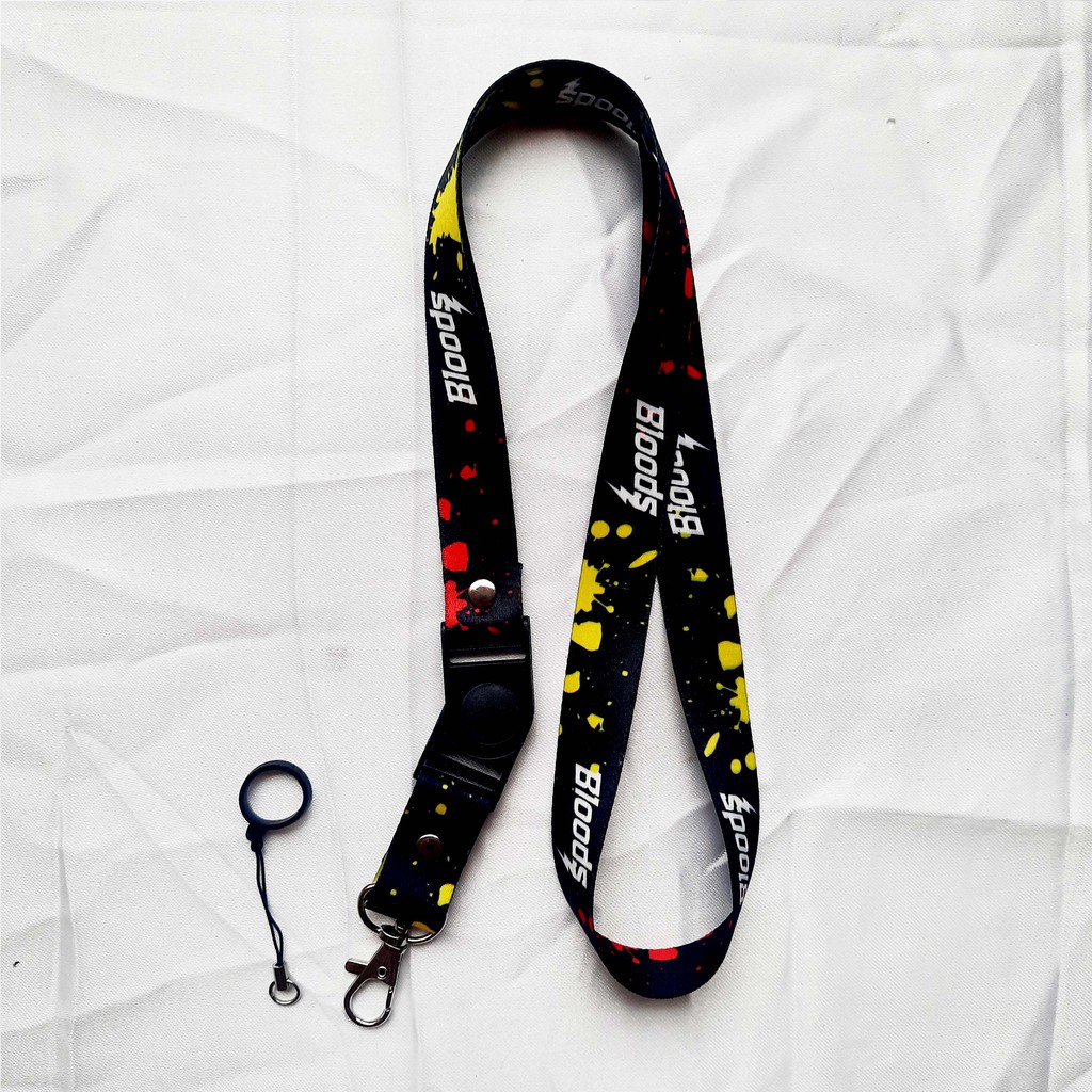 

Lanyard printing BLOODS Gantungan ID Card/Pod + karet 13mm