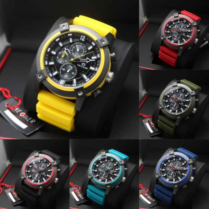 JAM TANGAN PRIA HEGNER HW 9010 G-3 RUBBER ORIGINAL
