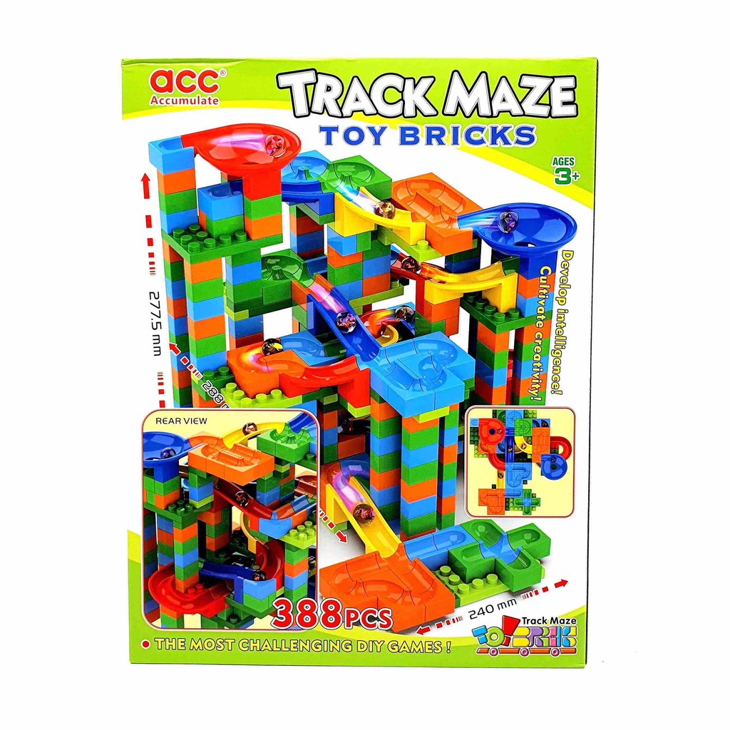 Toko Mainan  ALFA Track Maze Toy Bricks Marble Run 388pcs 