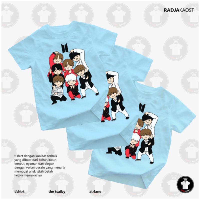 Kaos Tsaiby Motif BTS/Kaos Anak/Baju Anak