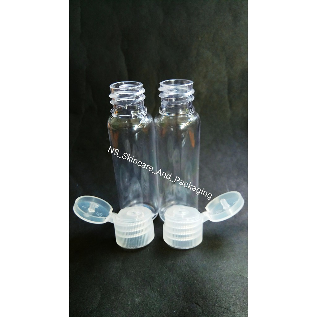 Botol fliptop 30ml / Botol PET 30 ml Natural Fliptop ( Tutup Natural ) / Botol toner / Botol sabun