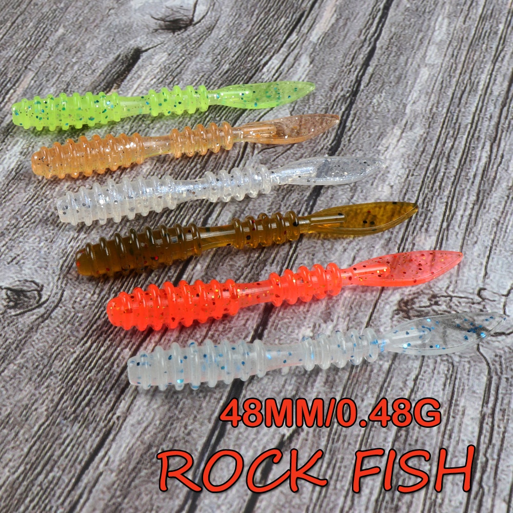 UMPAN Ajing Rock Fish JOHNCOO ULTRALIGHT Soft Fishing Lure 48mm 0.48g Soft Lures 10pcs/lot Rockfishing Worm Swimbaits Jig Lure