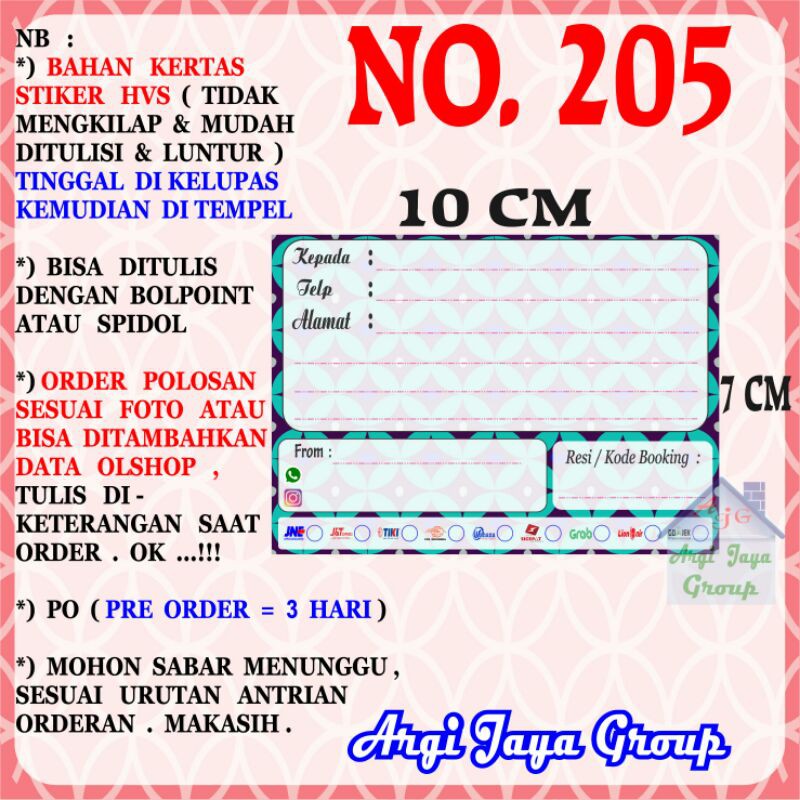 

Stiker HVS - Stiker Pengiriman - Sticker Alamat Olshop Murah Nomer 205-10x7cm