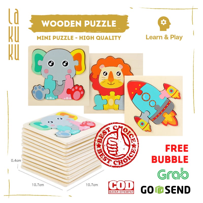 Lakuku - Wooden Toys Mini Puzzle Kayu Mainan Edukasi