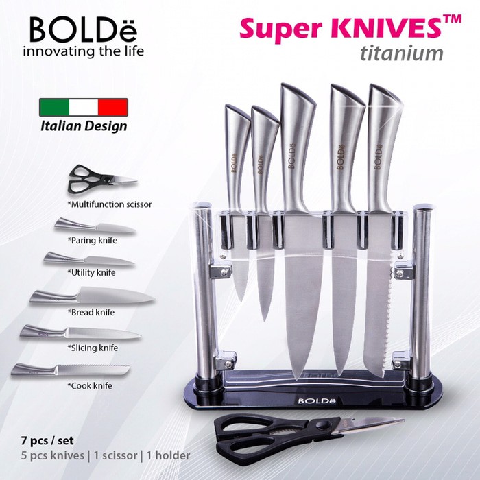 Super Knives Pisau set Full Stainless BOLDe 7 Pcs