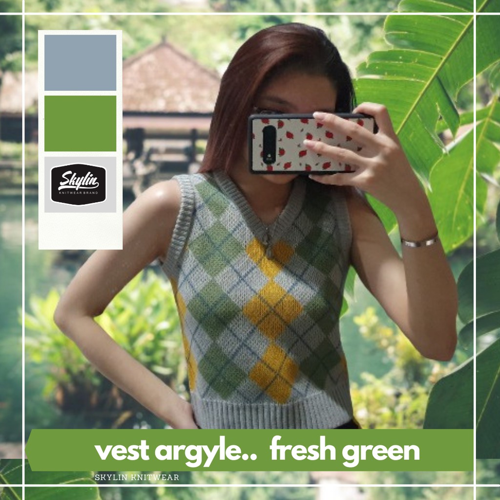 Rompi Wool Argyle By SKYLIN - VEST CROP ARGYLE