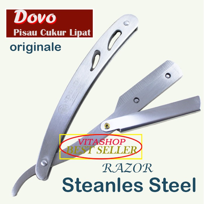 Pisau Cukur Lipat Isi Ulang DOVO SOLINGEN Steanles Steel Razor Kerik