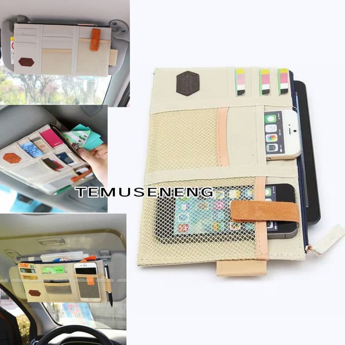 Sun Visor Organizer Mobil Tempat Kartu Atm Sim E Tol Uang Hp Serbaguna