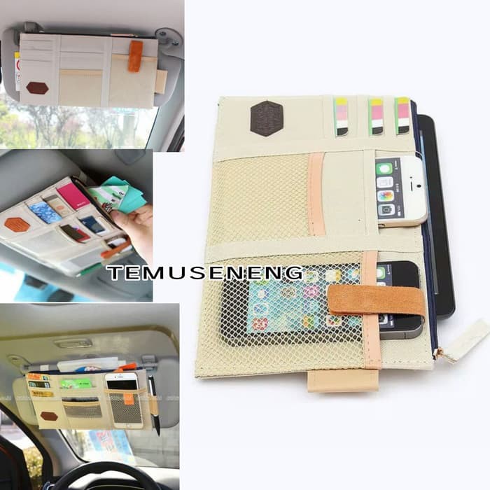 Sun Visor Organizer Mobil Tempat Kartu Atm Sim E Tol Uang Hp Serbaguna