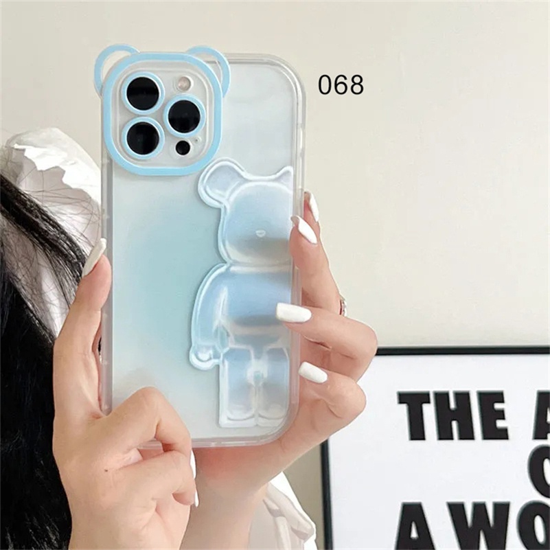 Soft Case Pelindung Lensa Transparan Motif Beruang Warna-Warni Untuk iPhone 14 13 12 11 Pro Max X Xr Xs Max SE 8 7 6 6s Plus