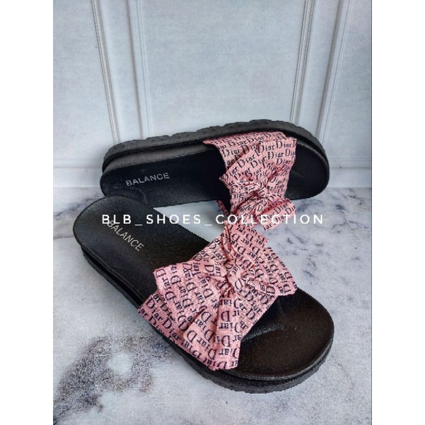 Sandal Balance ZC_1807 WANITA SANDAL KARET SELOP PEREMPUAN MOTIF PITA IMPORT KEKINIAN