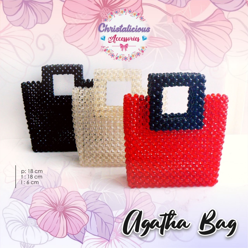 Beaded Bag Square, Agatha Beaded Bag, tas manik-manik, tas manik, tas manik cantik