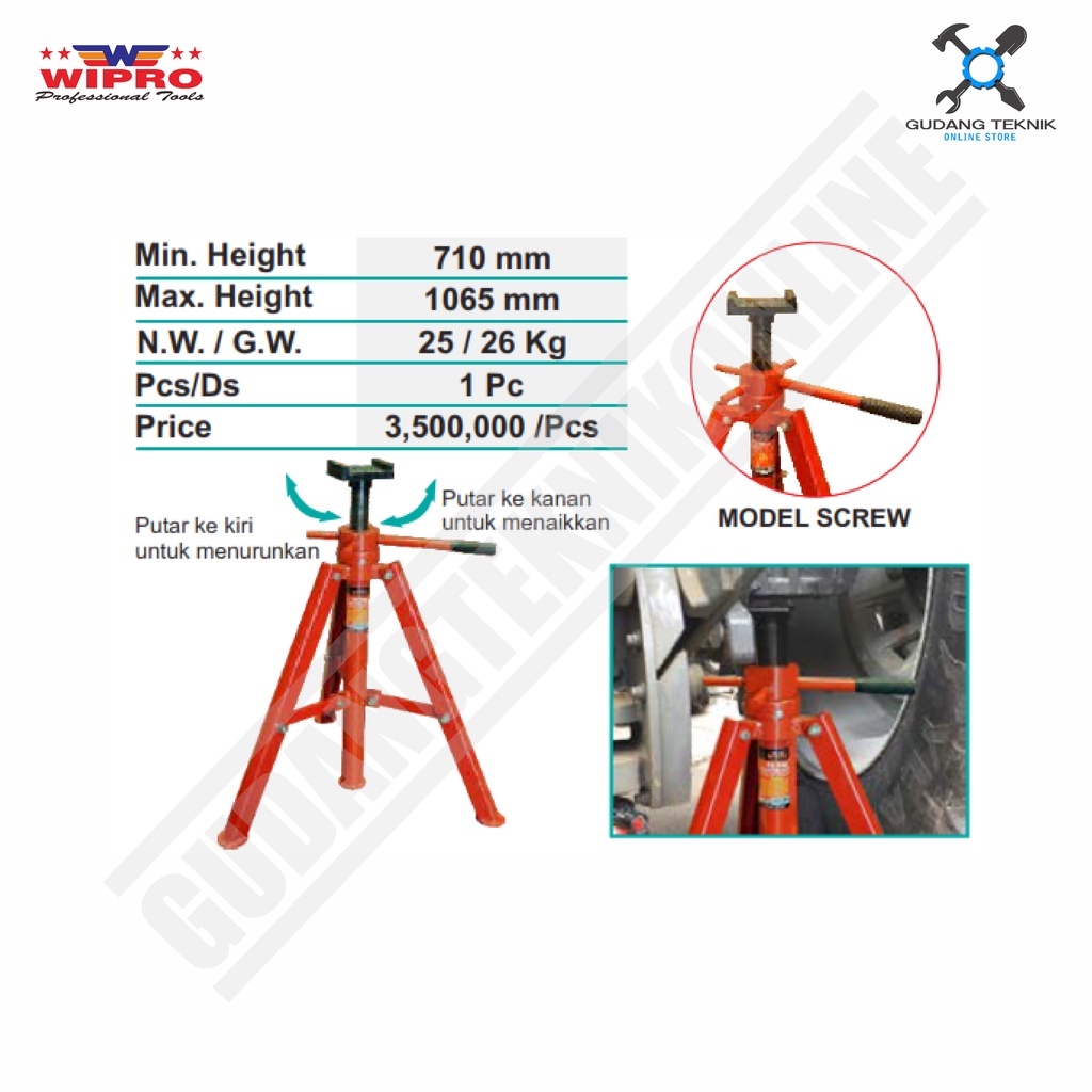 Jack Stand 12 Ton Heavy Duty WIPRO T-512002 / Tahanan Dongkrak Mobil Truk 12T 12t WIPRO T 512002 - Dongkrak Jack stand With Pin WIPRO T512002