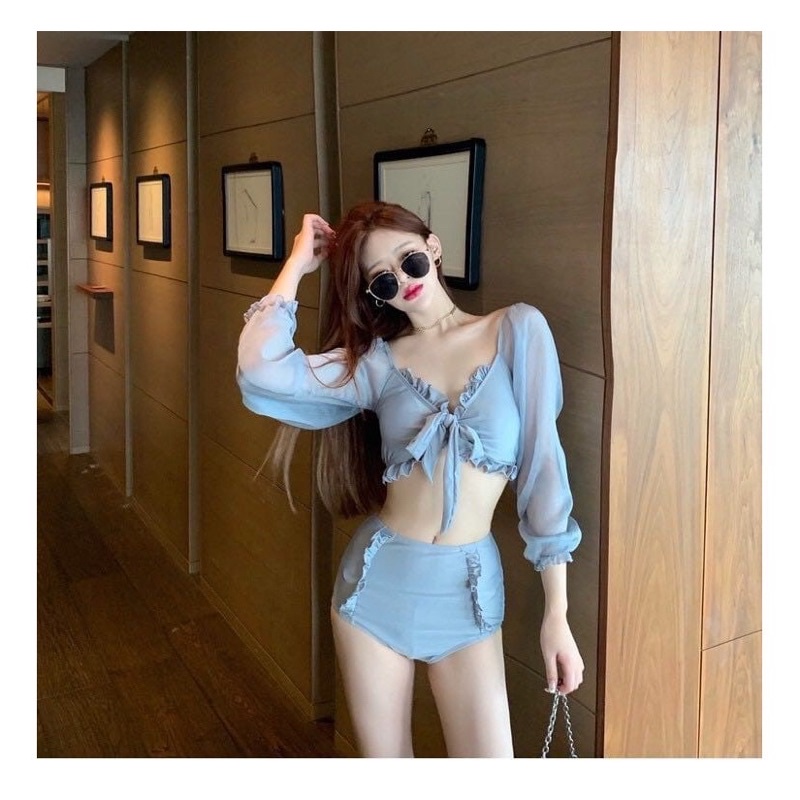 GREY Two Pieces Swimsuit Bikini Beachwear