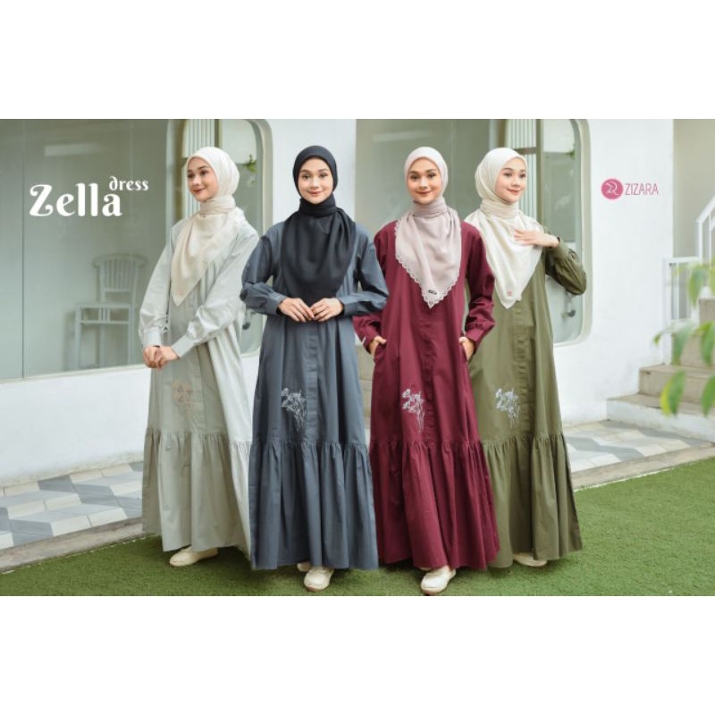 ZELLA DRESS BY ZIZARA | Gamis Maroon | | Gamis Hijau | | Gamis Abu-abu |