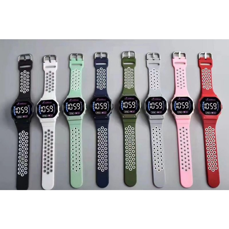 (Cod)Jam Tangan Wanita Unisex Digital Led Bulat/Kota Strap Rubber/Karet(Dikirim Jakarta)