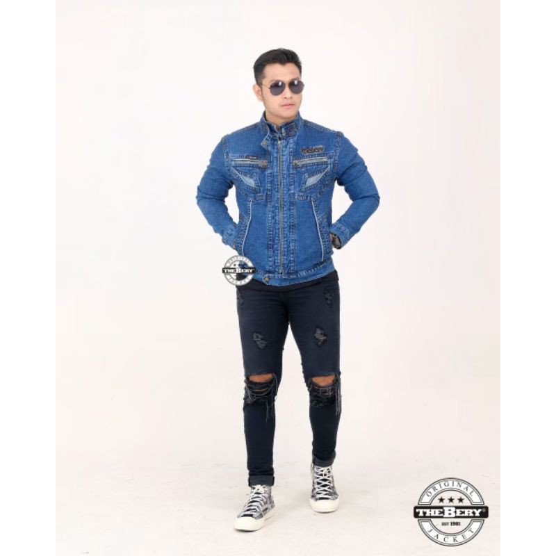 Premium Original(Realpic) Jaket jeans levis kerah tinggi pria cowok casual keren