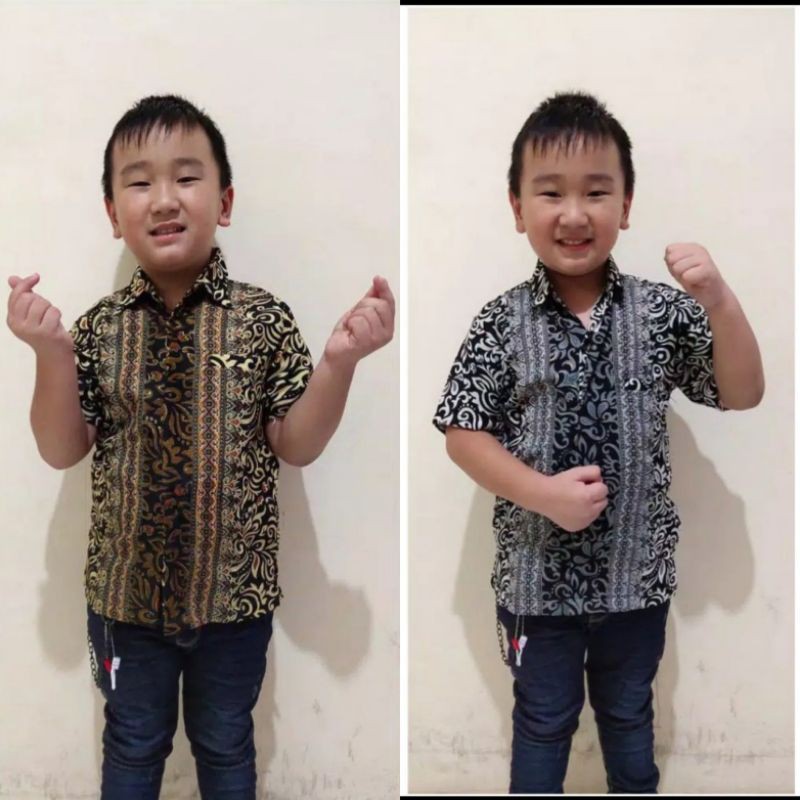 Kemeja Batik Anak / Kemeja Anak Batik Sutra /Kemeja Batik Pendek Anak