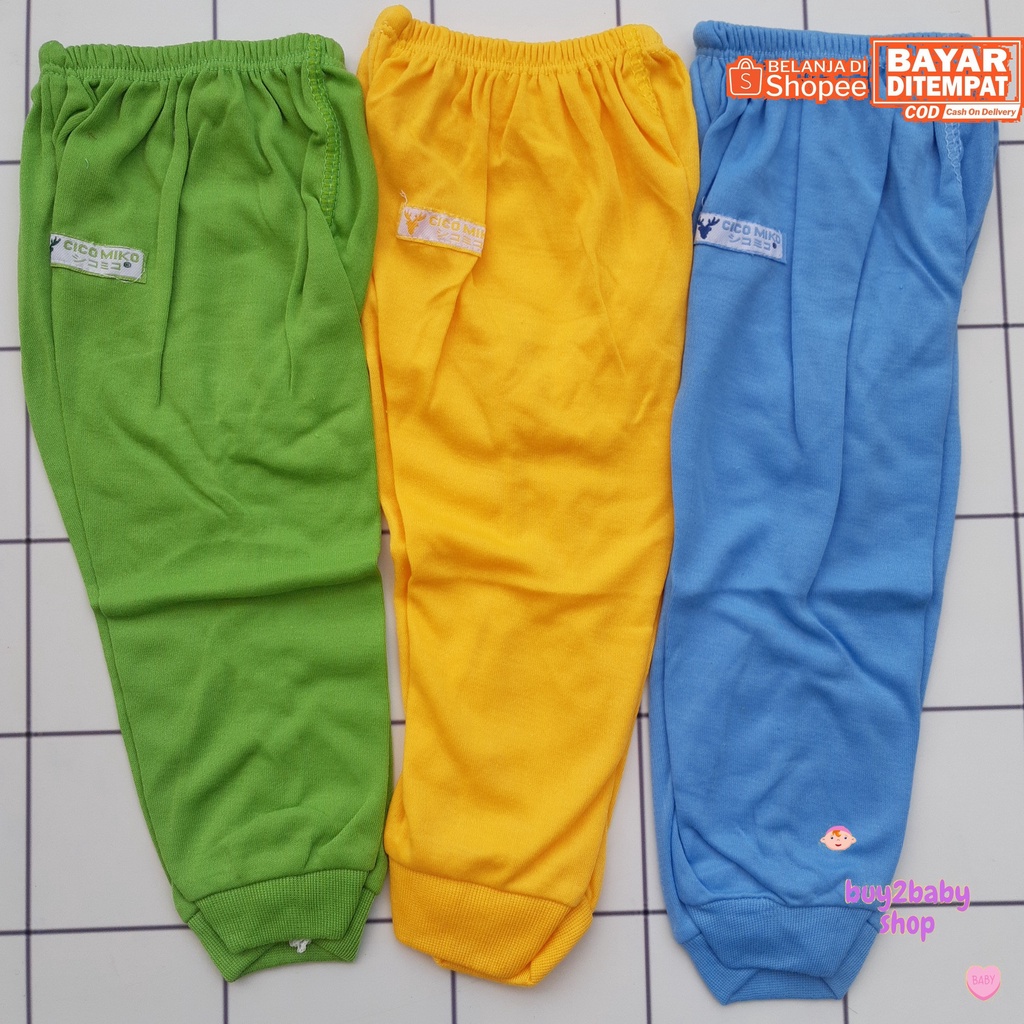 Celana panjang bayi Cico Miko Warna Polos bayi usia 0-2 Tahun 3 PCS