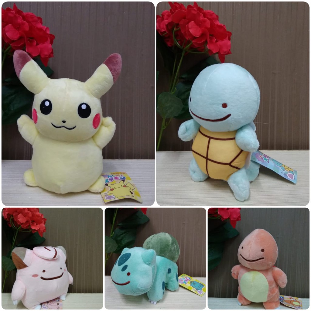 Boneka pokemon ori squirtle bulbasaur charmandeer clifairy Size 17cm/8&quot;/Boneka teman pokemon/Boneka Pikachu