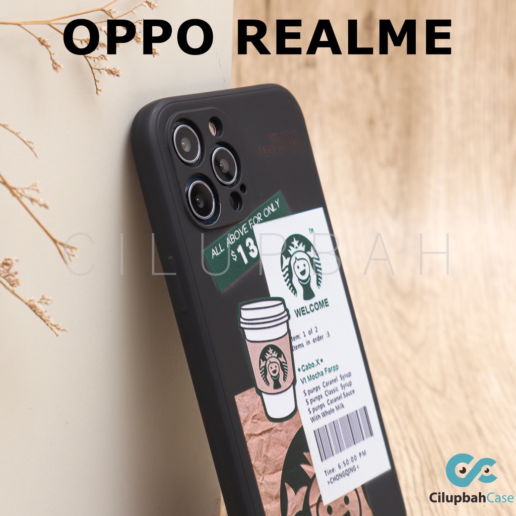 Soft Case Oppo A1K A3S A5S A15 A37 A71 A33 A5 A31 4F Casing Silicone Square Edge Starbucks Black