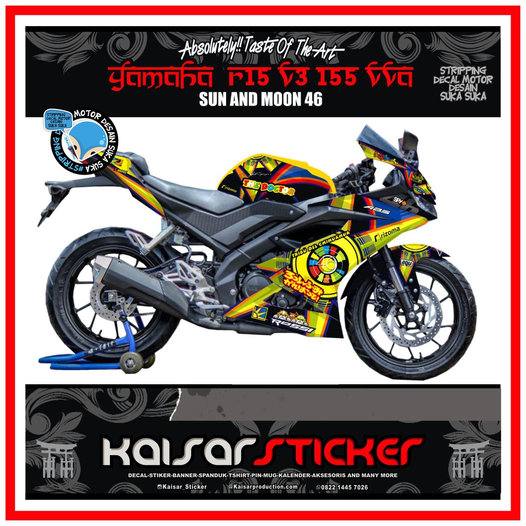 STIKER DECAL FULL BODY YAMAHA R15 V3 SUN AND MOON ROSSI 46