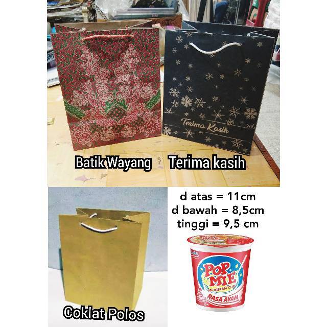 

Tas kertas R5 13x18xT21 Paper bag 12pcs lusin lusinan kecil sedang pop mie snack roti kasur R5BB R5B