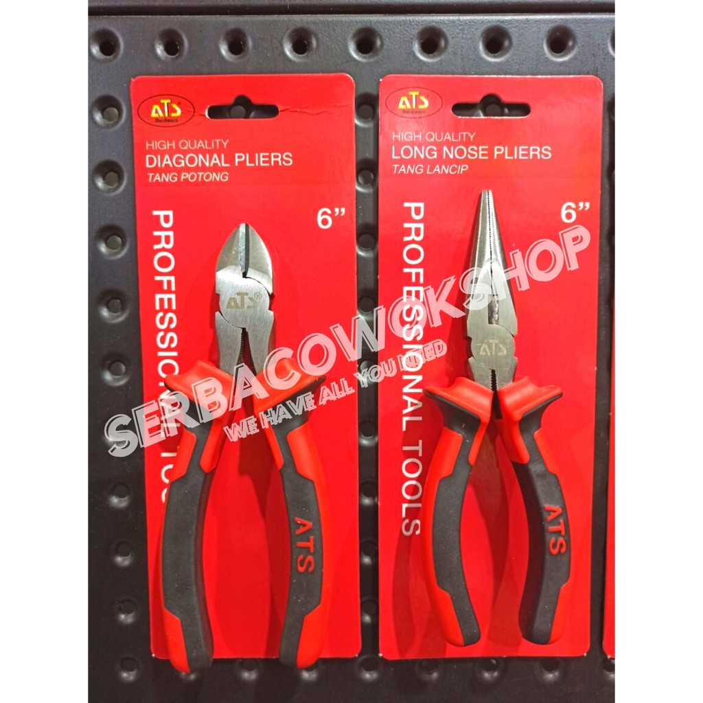 ATS Paket 2 Pcs Tang Kombinasi/Potong/Lancip 6 Inch Chrome Termurah Berkualitas