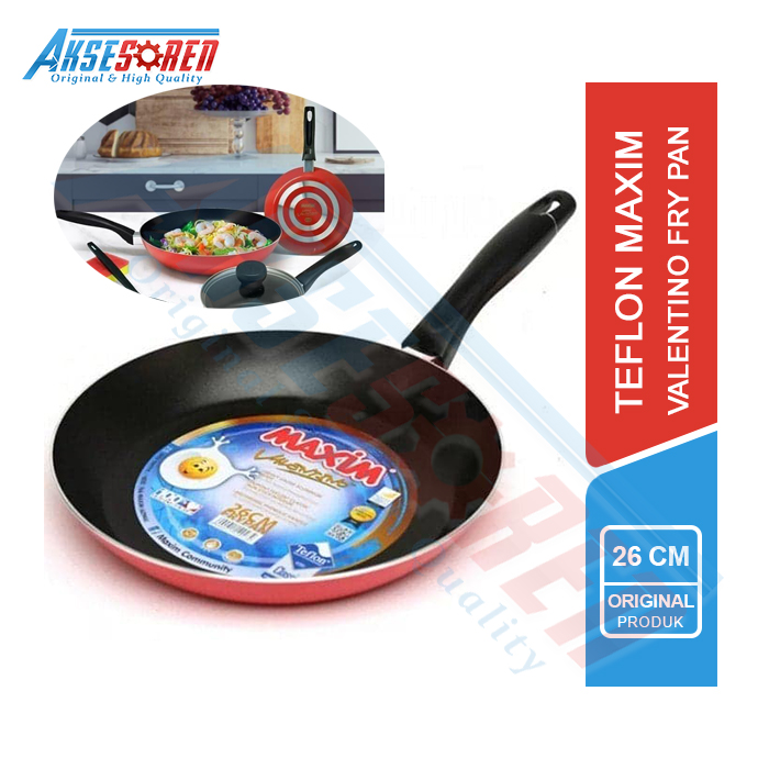 TEPLON MAXIM ASLI VALENTINO FRYPAN [26 CM] / TEFLON / WAJAN / GORENG PENGGORENGAN ANTI LENGKET