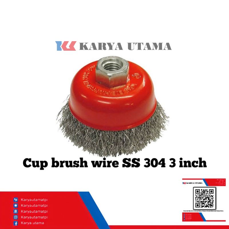 Jual Cup Brush 3 inch merk 4T untuk gerinda stainless sikat kawat sikat