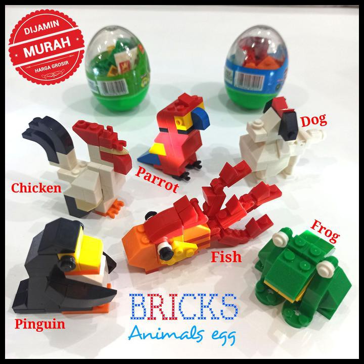 Obral Animal Bricks Surprise Egg Premium - Mainan Edukasi Block Lego