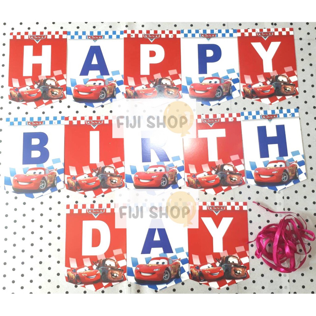 Banner Flag / Bunting Flag Ultah Karakter Cars (2)