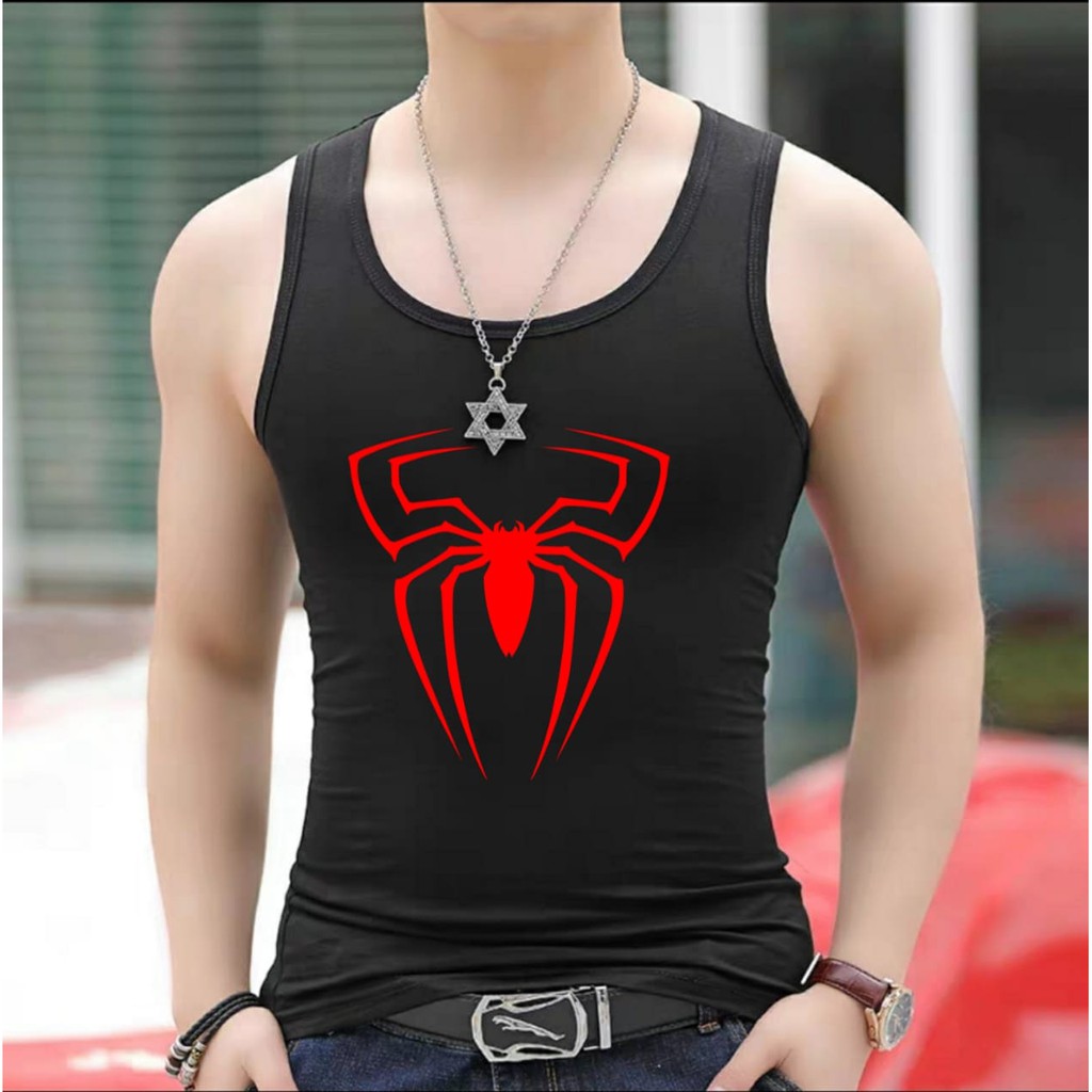 Bisa COD / DS - SINGLET SPIDER / kaos dalam / singlet cowok / singlet olah raga / singlet motif