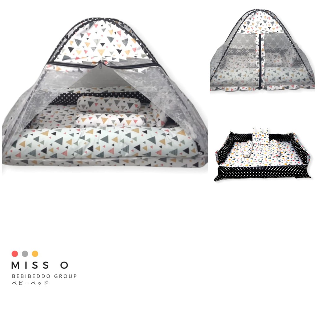 BEST-SELLER Kasur Bayi Kelambu dan-Tenda Motif Archery x Polkadot-navy CBNK 029 PLUS NON FURING-Segitiga Abu