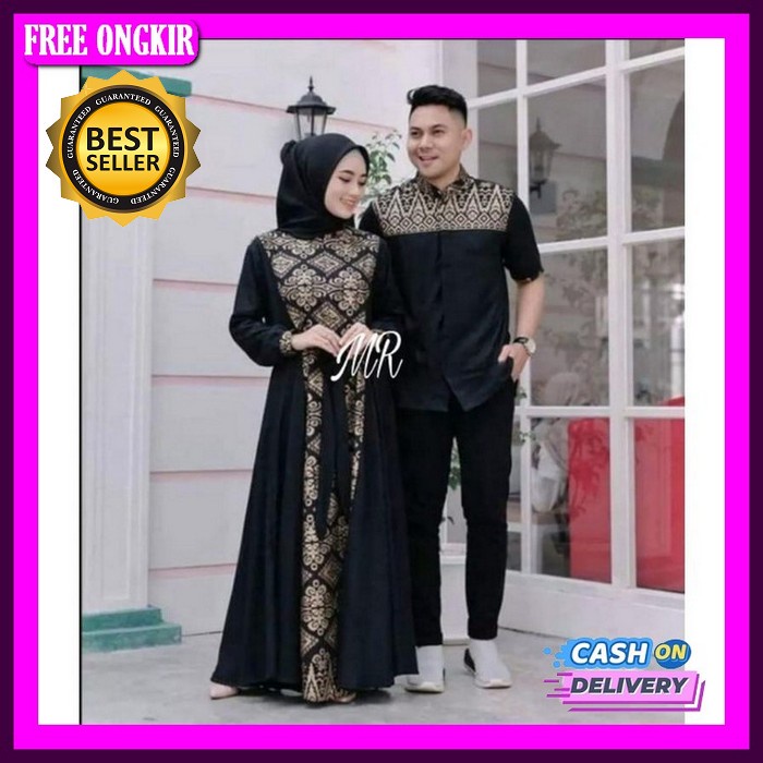 Baju Couple Pasangan Tunik Dan Kaos Remaja Dewasa Suami Istri - Couple Muslim - Tunik Couple Heloa S