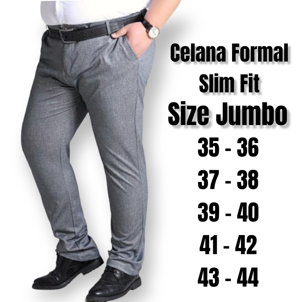 Mickonova Celana Bahan Pria Slim Fit Jumbo Kantor Big Size Cowok Formal Slimfit Bahan Dasar Kain Woll