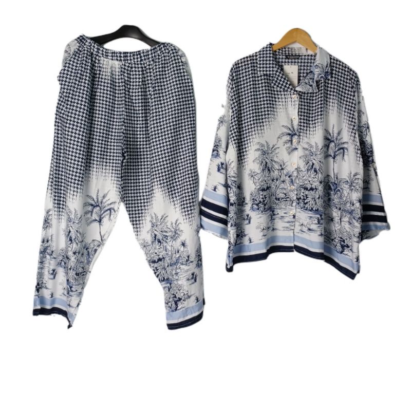 Setelan Set Kemeja Rayon Dior Coconut Pajamas Pohon Kelapa BiG Size JUMBO XXXXXL (5XL) Terbaru & Kek