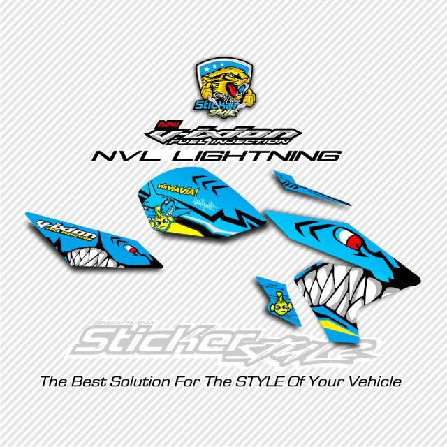 STRIPING VARIASI LIS MOTOR YAMAHA NEW VIXION LIGHTNING/NVL/2012/2015 LIVERY SHARK/HIU