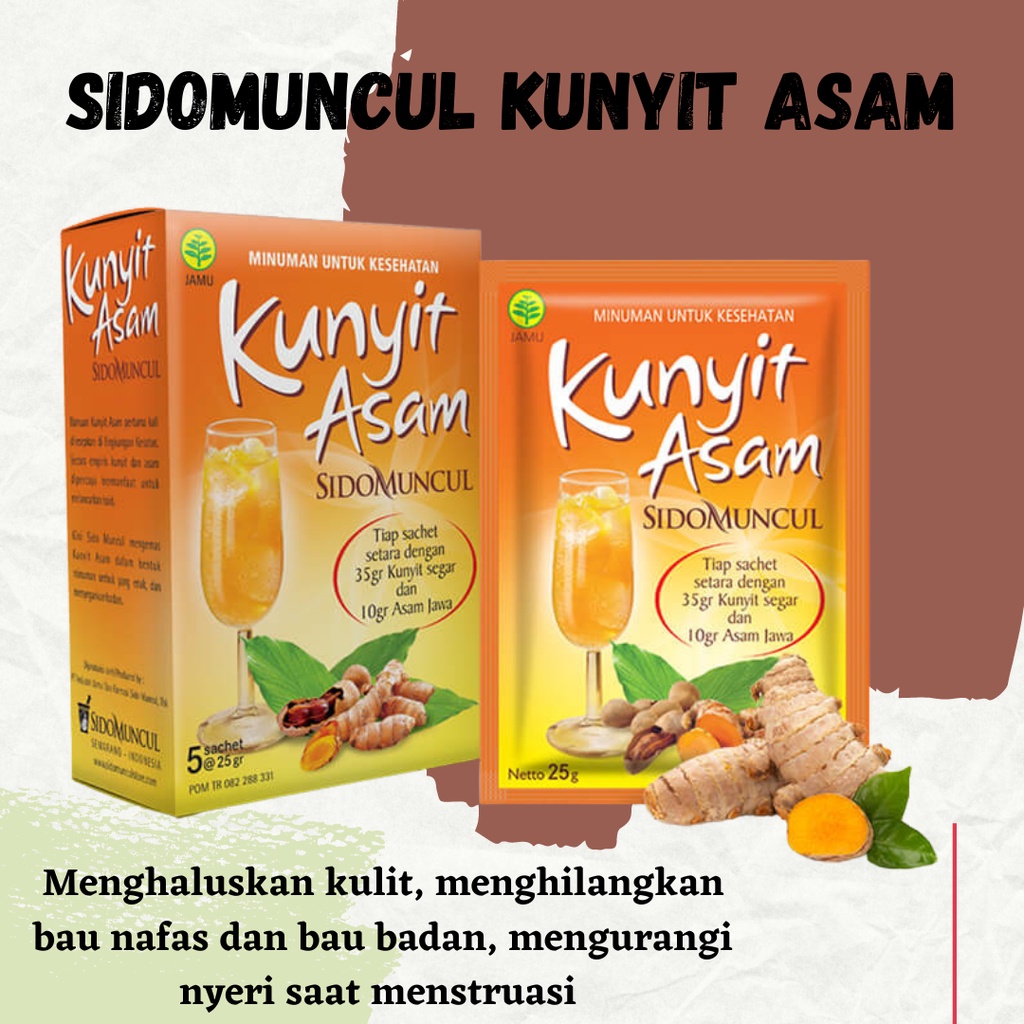 SidoMuncul Kunyit Asam 5's 1 Box Menghilangkan Nyeri Haid