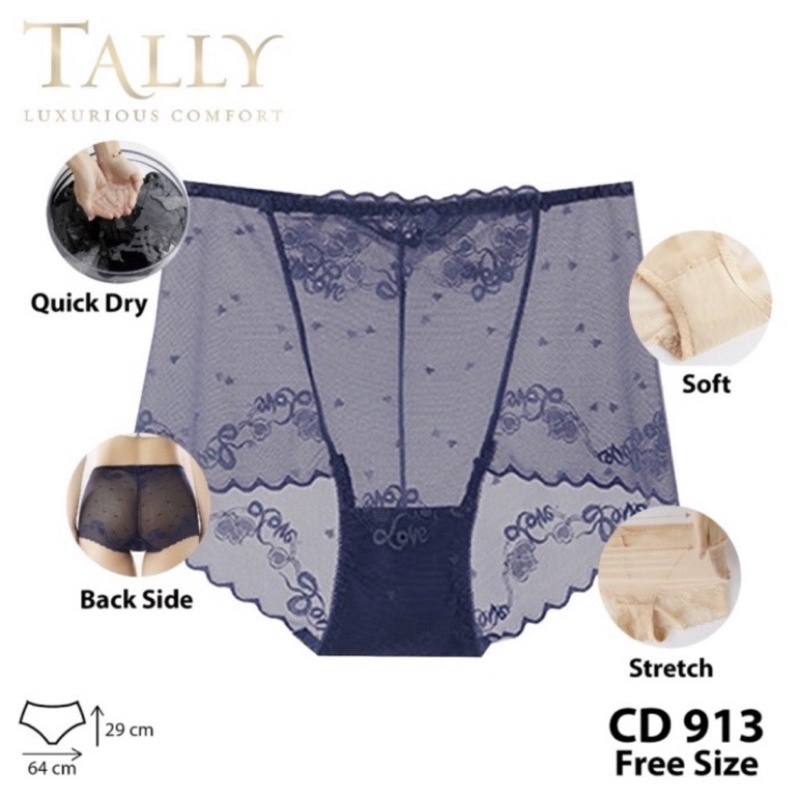 Cd/celana dalam bigsize tally 913 transparant lace