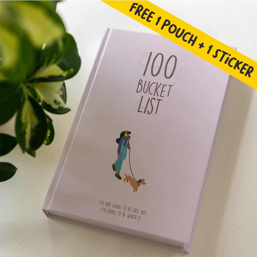 

Buku Catatan Notebook Planner Journal Agenda, Polos dan Dotted 100 Bucket List Pink