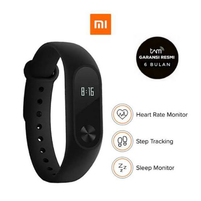 Xiaomi Mi Band 2 TAM Resmi Oled Display Jam Xiomi Siomi Miband Miben Detak Jantung Kalori Kesehatan