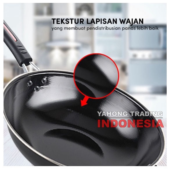 Wok Pan Wajan Penggorengan Anti Lengket 2 Gagang