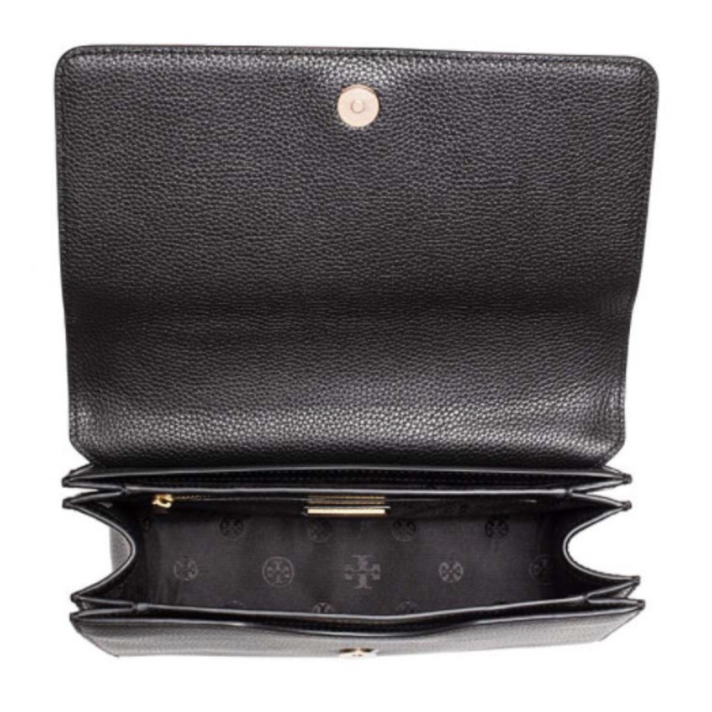 Tory Burch Britten Leather Adjustable Shoulder Bag In Black - ORI 100%