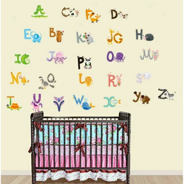 Wallsticker Alphabet Animal Word/ edukasi anak/ stiker dinding/ dekorasi kamar/ hiasan/ abjad