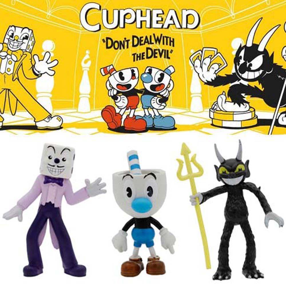 Cuphead Action Figure Anime Mainan Hadiah Model Game PVC Mugman Model Koleksi Dekorasi Mobil